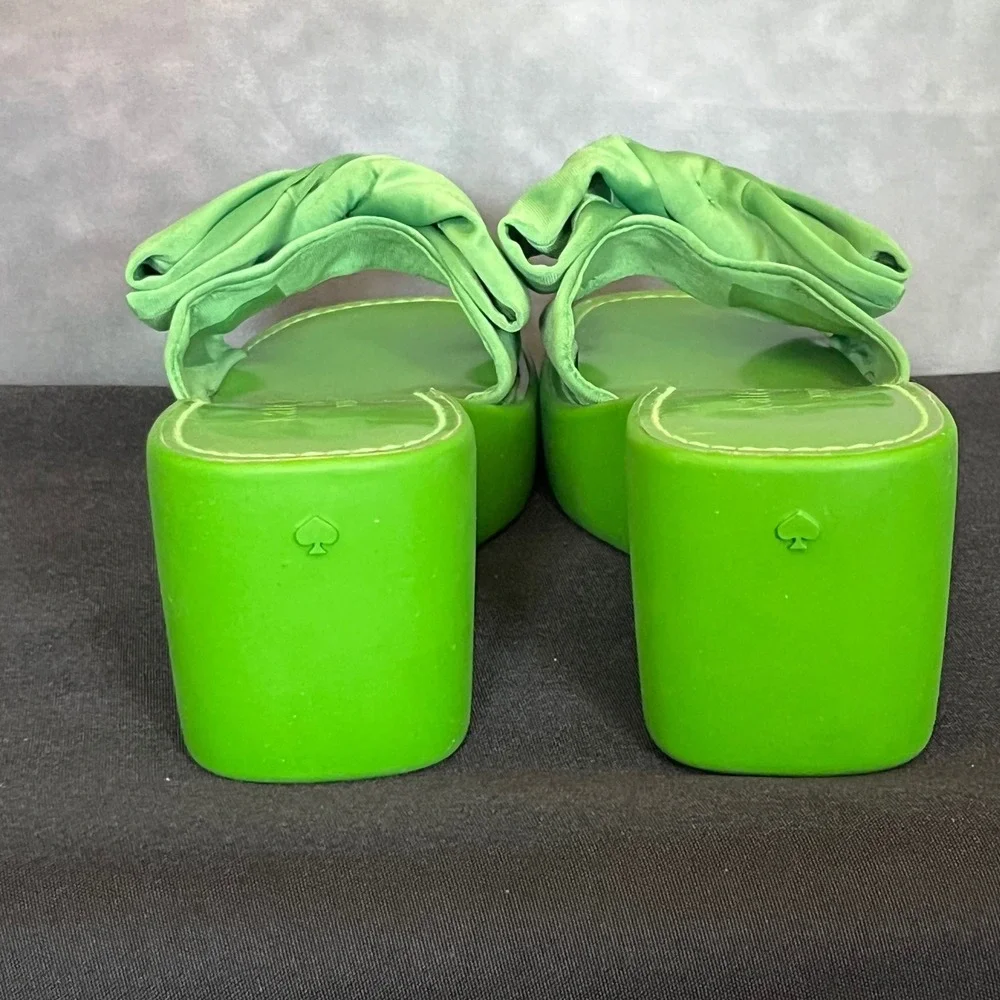 Kate Spade New York Bikini Platform Wedge Lime Green Platform Bow‎ Detail Size 7